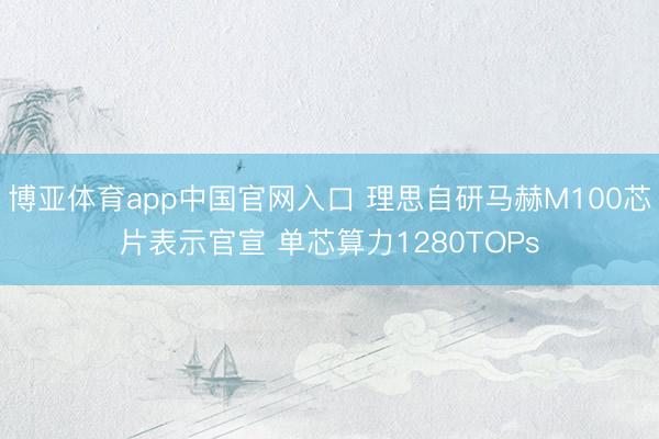 博亚体育app中国官网入口 理思自研马赫M100芯片表示官宣 单芯算力1280TOPs