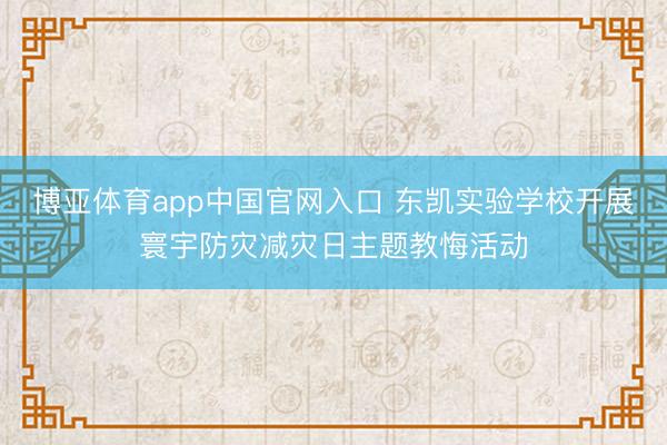 博亚体育app中国官网入口 东凯实验学校开展寰宇防灾减灾日主题教悔活动