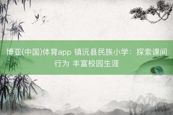博亚(中国)体育app 镇沅县民族小学:探索课间行为 丰富校园生涯