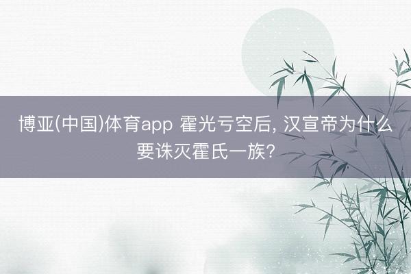 博亚(中国)体育app 霍光亏空后， 汉宣帝为什么要诛灭霍氏一族?