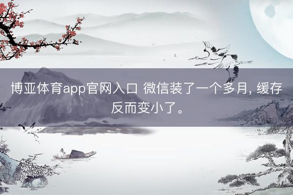 博亚体育app官网入口 微信装了一个多月, 缓存反而变小了。