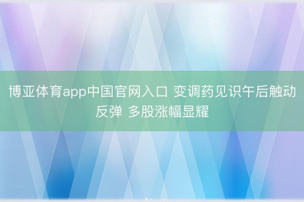 博亚体育app中国官网入口 变调药见识午后触动反弹 多股涨幅显耀
