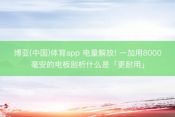 博亚(中国)体育app 电量解放! 一加用8000毫安的电板剖析什么是「更耐用」