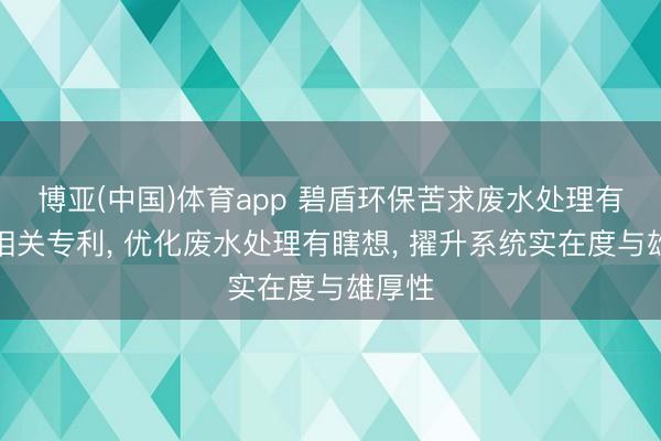 博亚(中国)体育app 碧盾环保苦求废水处理有瞎想相关专利, 优化废水处理有瞎想, 擢升系统实在度与雄厚性