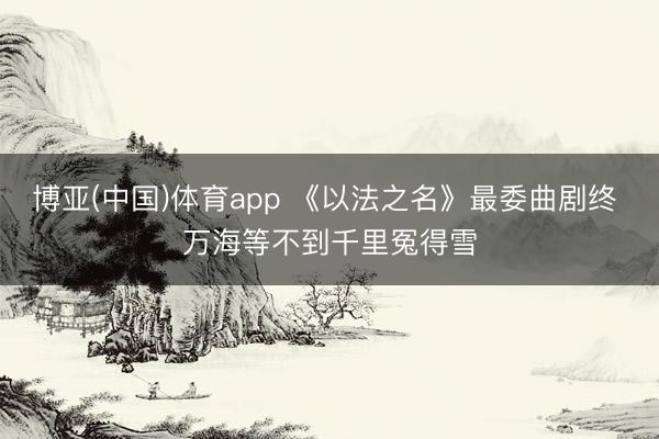 博亚(中国)体育app 《以法之名》最委曲剧终 万海等不到千里冤得雪