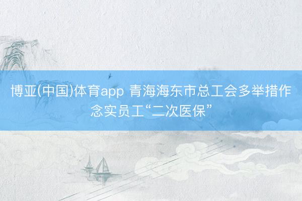 博亚(中国)体育app 青海海东市总工会多举措作念实员工“二次医保”